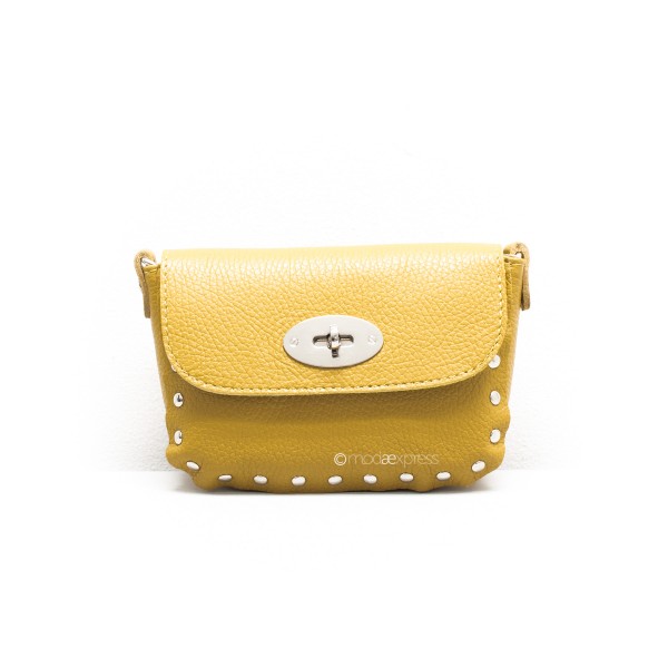 Mini Leather Crossbody with Twistlock and Studs ITAS01753